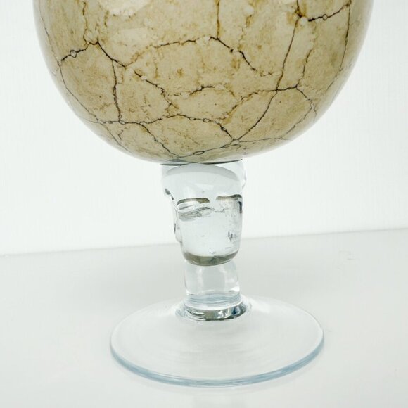 KROSNO Poland VTG Jozefina Hand Blown Art Glass Marble Beige Snail Stem Oil Lamp - Picture 11 of 14